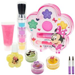 Disney Set de Maquillaje Minnie Mouse para Niñas +5 años: 8 Sombras, 4 Brillos, 2 Labiales, Esmalte y 4 Pinceles