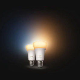 Philips Hue Pack de 2 Bombillas LED A60 Conectadas, Casquillo E27, 8.1W, Luz Blanca Cálida 1000-2000K, 1100 Lúmenes - AABUO37061