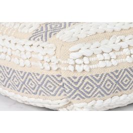 DKD Home Decor Cojín Suelo Nacla Boho Blanco Gris Algodón/Poliéster 60 x 60 x 25 cm
