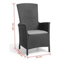 VERMONT Sillón multiposición en resina tejida de ratán - Gris VERMONT Sillón multiposición en resina tejida de ratán - Gris