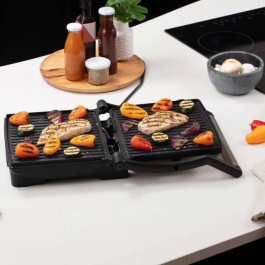 Russell Hobbs 26250-56 Flexe Grill 180° George Foreman 2 en 1 Grill y Plancha 1800W Acero Inoxidable Diseño Premium Almacenamiento Práctico