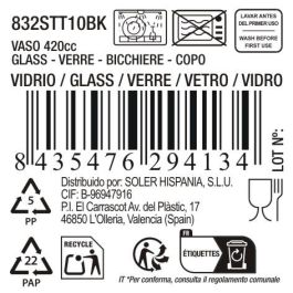 La Mediterranea Vaso Alto Zenya 420 ml Transparente, 7,5 cm diámetro x 13,5 cm alto (24 Unidades)