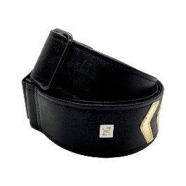 GETM Correa Guitarra Bajo Sergeant Ted Gold Negra Ajustable hasta 165 cm Polipiel Nailon Piel