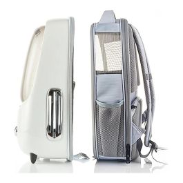 Petkit Breezy 2 Transportín Rígido para Mascotas con Ventilador - Mochila de Carga Frontal para Gatos y Animales Pequeños, Color Cremeweiß (Blanco Degradado)