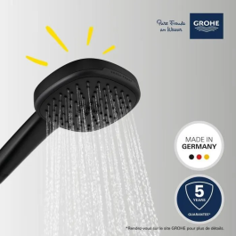 Grohe Rociador de ducha Vitalio Comfort 110 263972431 - 2 chorros (Lluvia/Estimulante) - Fácil selección - Ahorro de agua - Negro Mate
