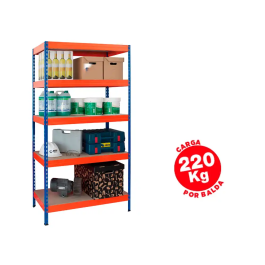 Ar storage Estanteria metalica 192x90x45 cm 5 estantes 220kg por estante bandejas de madera sin tornillos azul naranja Precio: 118.49999964. SKU: B1EYVYTE6W