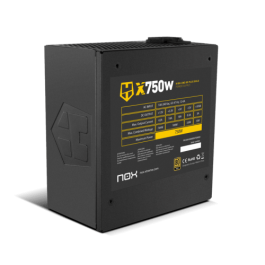 NOX Hummer X750W Fuente de Alimentación 750W 80+ Gold Modular, Ventilador Ultra Silencioso 120mm, Negro - NXHUMMERX750WGD