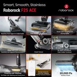 Roborock F25 Aspirador de Agua y Seco, Mopa Eléctrica, Negro, con 20000 Pa de Succión y 60 min de Autonomía