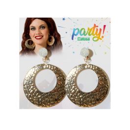 Pendientes Grandes Dorados Circulares Con Textura - Complemento Vintage para Eventos