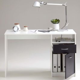 FMD FMD4029494113894 Escritorio JACKSON, Blanco con detalles negros, 123x76.5x50 cm, Fabricado en Alemania FMD FMD4029494113894 Escritorio JACKSON, Blanco con detalles negros, 123x76.5x50 cm, Fabricado en Alemania