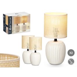 Set 2 Lamparas Sobremesa Blancas Rayas Giftdecor 29X21CM (6 Unidades) Precio: 85.49999997. SKU: B1CP24GFKA