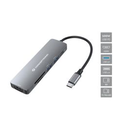 Conceptronic DONN11G Dock USB-C a HDMI, 2xUSB-A, SD, TF, Power Delivery 100W, 4K Gris Precio: 39.49999988. SKU: B195DST5CV
