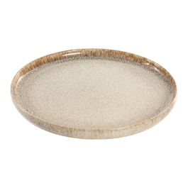 DKD Home Decor Plato Horeca Gres Esmaltado Beige 27cm Apto Microondas y Lavavajillas (4 Unidades)