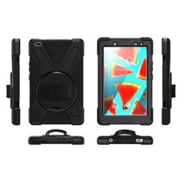 eSTUFF AUSTIN Defender Funda Antigolpes para Lenovo TAB M8 HD, con Soporte 360°, Correa de Mano y Hombro, Negra