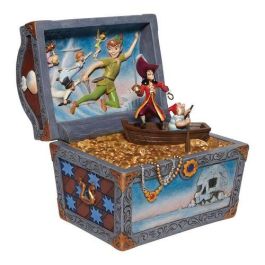 Enesco Figura Disney Peter Pan Cofre - Resina de Piedra, Hecho a Mano, 21 cm