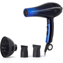 Orbegozo SE-2085 Secador de Pelo Profesional Plegable 2200W Motor AC, 3 Temperaturas, 2 Velocidades, Concentradores, Difusor Negro y Azul