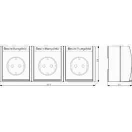 BUSCH JAEGER 2300/3EW-54 Enchufe con Tapa 3 Tomas IP44 Blanco Horizontal