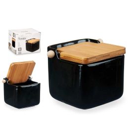 Salero de Cerámica Negro con Tapa de Bambú Vessia 14.5x11x12 cm (6 Unidades) Precio: 51.3282. SKU: B13MX3T9JM