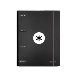 Antartik Carpeta con recambio a4 cuadro 5mm forrada 4 anillas 25mm redondas color negro 100 hojas 100 g/m²
