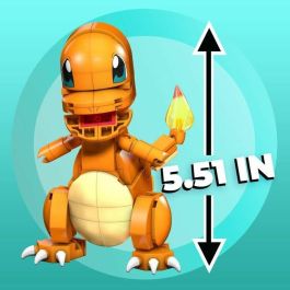 Mega Construx Pokémon Salameche: Figura de Construcción Articulada para Recrear Batallas, Tipo Fuego, 180 Piezas
