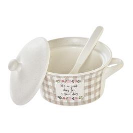 DKD Home Decor Tazon Gris Blanco 12 Unidades Porcelana New Bone Microondas Lavavajillas 13 x 9 x 16.5 cm