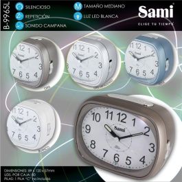 SAMI Despertador Digital Mediano Oval LED con Campana Silenciosa - Color Plata Oscuro