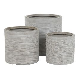 Set de Maceteros Home ESPRIT Beige Fibra de Vidrio Magnesio 44,5 x 44,5 x 44 cm (3 Unidades)