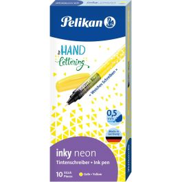Pelikan Inky 273 Bolígrafo Cilíndrico Neon Gelb 0.5 mm - Tinta Amarillo Plástico Ambidextro con Clip