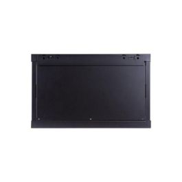 MicroConnect Armario mural de 19" 6HU, Fondo 450mm, Negro, de acero con puerta de cristal templado. Montado.