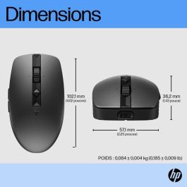 HP Ratón Inalámbrico Recargable y Silencioso 710 – Diseño Ambidextro Compacto, Conectividad Multi-OS, hasta 90 días de Batería