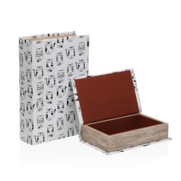 Caja Decorativa Versa Lienzo Madera MDF Libro Gato Caja Decorativa Versa Lienzo Madera MDF Libro Gato