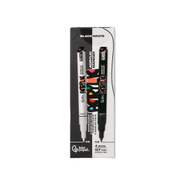 Liderpapel Rotuladores Acrylic Base Agua Todo Tipo de Superficie Punta Fina 0,7 mm Caja de 4 Perfiladores Blanco y Negro