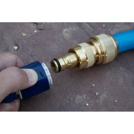 Aqua Control Conector Rápido Prolongación Latón Zincado para Unir 2 Mangueras