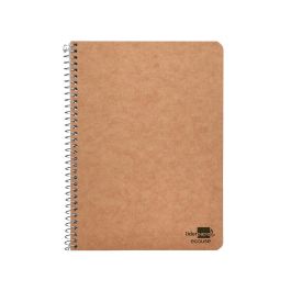 Cuaderno Espiral Liderpapel Cuarto Ecouse Tapa Cartulina Kraft 80H Papel Reciclado 80 grcuadro 4 mm 5 unidades