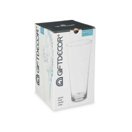 Giftdecor Jarrón de Cristal Cónico 30 cm, Transparente - 14.5x14.5x30 cm (4 Unidades)