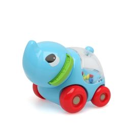 KioKids Elefante de Arrastre Azul con Sonajero para Bebés +12 Meses - Juguete de Plástico que Mejora Coordinación y Aprendizaje