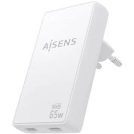 Aisens ASCH-65W2P077-W Cargador de Pared GaN 65W 2xUSB-C Blanco
