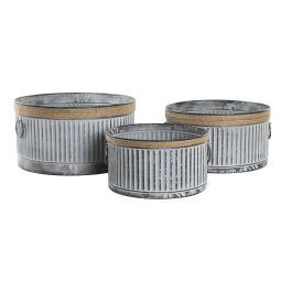 DKD Home Decor Macetero Vintage Set de 3 de Metal y Cuerda, tonos Gris y Marrón, ideales para plantas y decoración, 38x38x21 cm Precio: 44.5000006. SKU: B1C6T6WDNJ