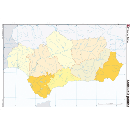 Teide Mapa mudo color Din A4 Andalucia politico 210 x 297 mm 100 g/m²