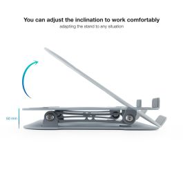 Tooq Soporte Elevador Ajustable y Plegable para Portátil y Tablets de 11 a 17.3" - Base Ergonómica de Aluminio en Color Gris