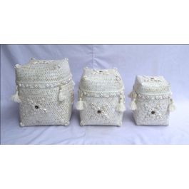 Cesta Balines DKD Home Decor Blanco 28 x 27 x 28 cm Set de 3 Precio: 62.50000053. SKU: B1C3AKGND4