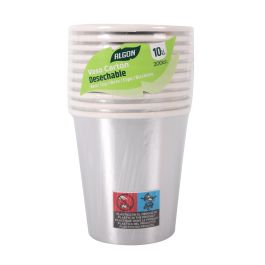 Set de 10 vasos de cartón plata 200 cc Algon (36 Unidades) Set de 10 vasos de cartón plata 200 cc Algon (36 Unidades)