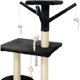 JIPSY Árbol para Gatos Mediano con Nicho y Percha ALC14 Negro 79 x 34 x 138 cm