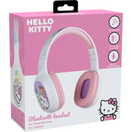 Konix Auriculares Inalámbricos Bluetooth 5.3 Hello Kitty, 30h Batería, Blanco y Rosa, PC Smartphone Tablet