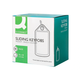 Q-connect Llavero portaetiquetas Premium, color verde, caja de 40 unidades