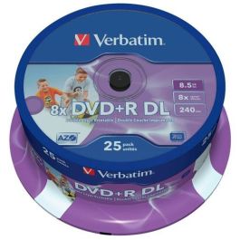 Verbatim Dvd+R Doble Capa, 8.5 grb, 8X, 25 Pack Spindle, Superficie Matt Inkjet Printable 21 118 mm Precio: 48.59000025. SKU: S8419657