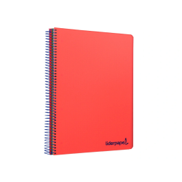 Liderpapel Cuaderno Espiral A4 Plástico 120 Hojas 90gr Cuadro 5mm Rojo