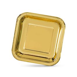 Set de 10 platos de cartón oro cuadrados 23 cm Algon (18 Unidades) Set de 10 platos de cartón oro cuadrados 23 cm Algon (18 Unidades)