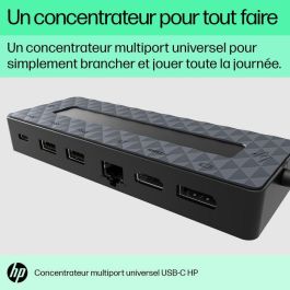 HP Universal USB-C Multiport Hub con 7 Puertos y Doble Pantalla 4K HDMI/DisplayPort para PCs Compatibles