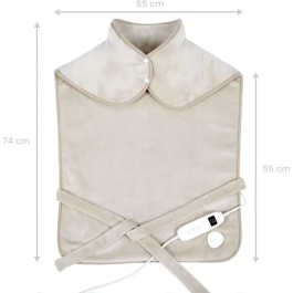 Livoo DOS218C Almohadilla Térmica para Espalda y Cuello - 100 W, 60 x 90 cm Franela, Lavable a 30°, 50-65°, Crema